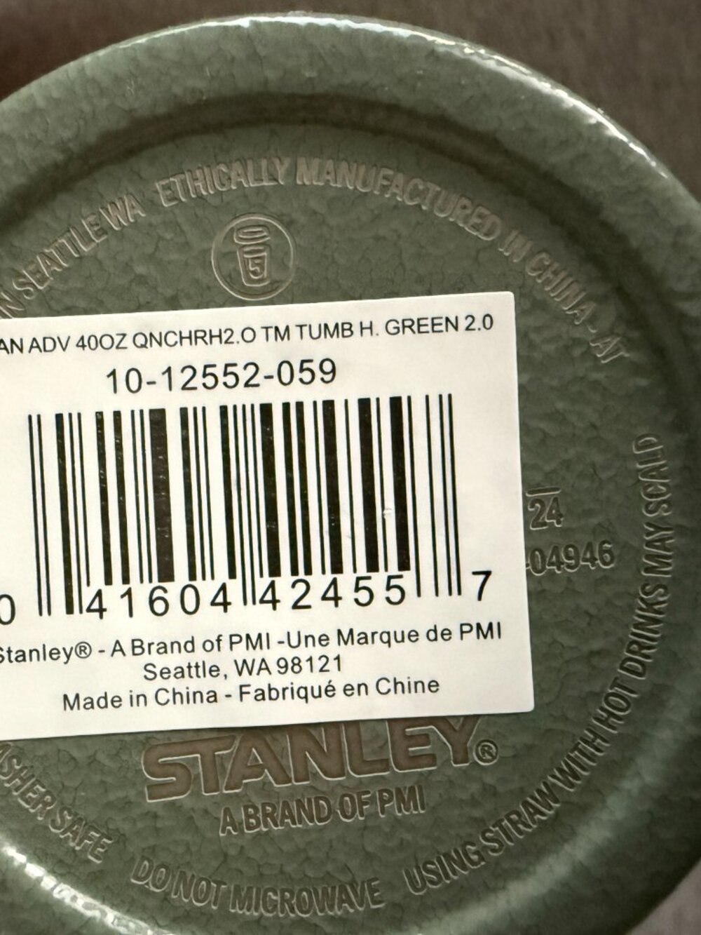 Stanley The Quencher H2.0 Flowstate 40-Ounce Tumbler Hammertone Green NWT - Picture 3 of 7